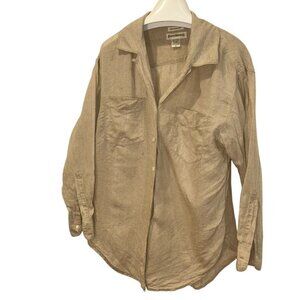 Banana Republic Vintage 100% Irish LINEN dbl placard pocket button down shirt S